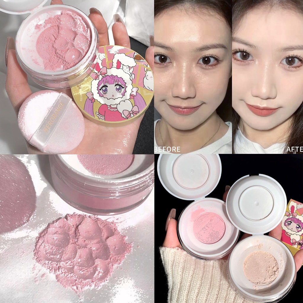 Phấn Phủ HERORANGE Trang Điểm Giúp Kiềm Dầu Tối Đa Mặt Lâu Trôi Chống Thấm Nước mịn lì tự nhiên