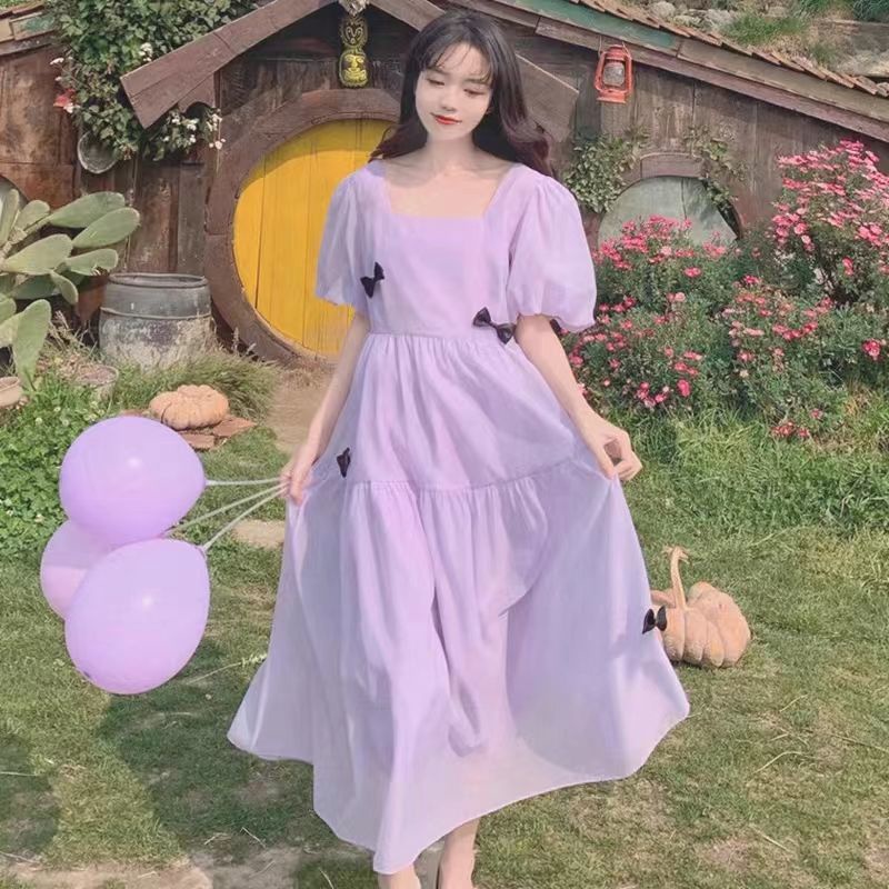 Đầm Nữ Thắt Nơ Phong Cách Hepburn Thời Trang Pháp Ngọt Ngào