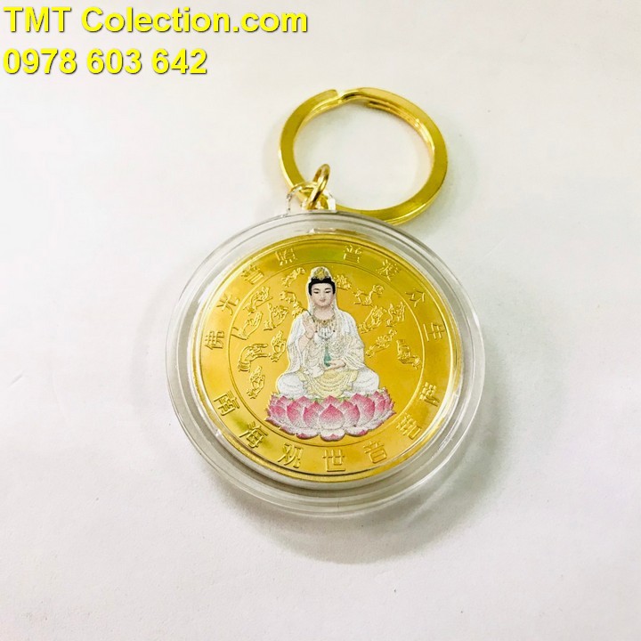 Móc Khóa Xu Quan Âm Vàng In Màu -TMT Collection - SP005204