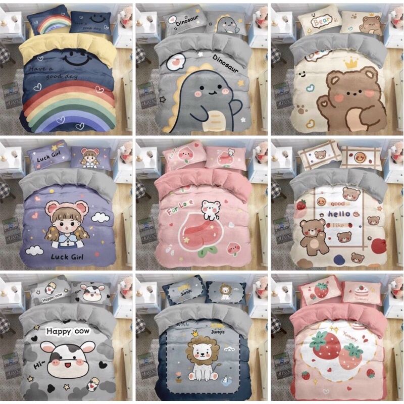 Bộ vỏ chăn ga vỏ gối nỉ nhung tuyết sữa 3D cao cấp năm 2021