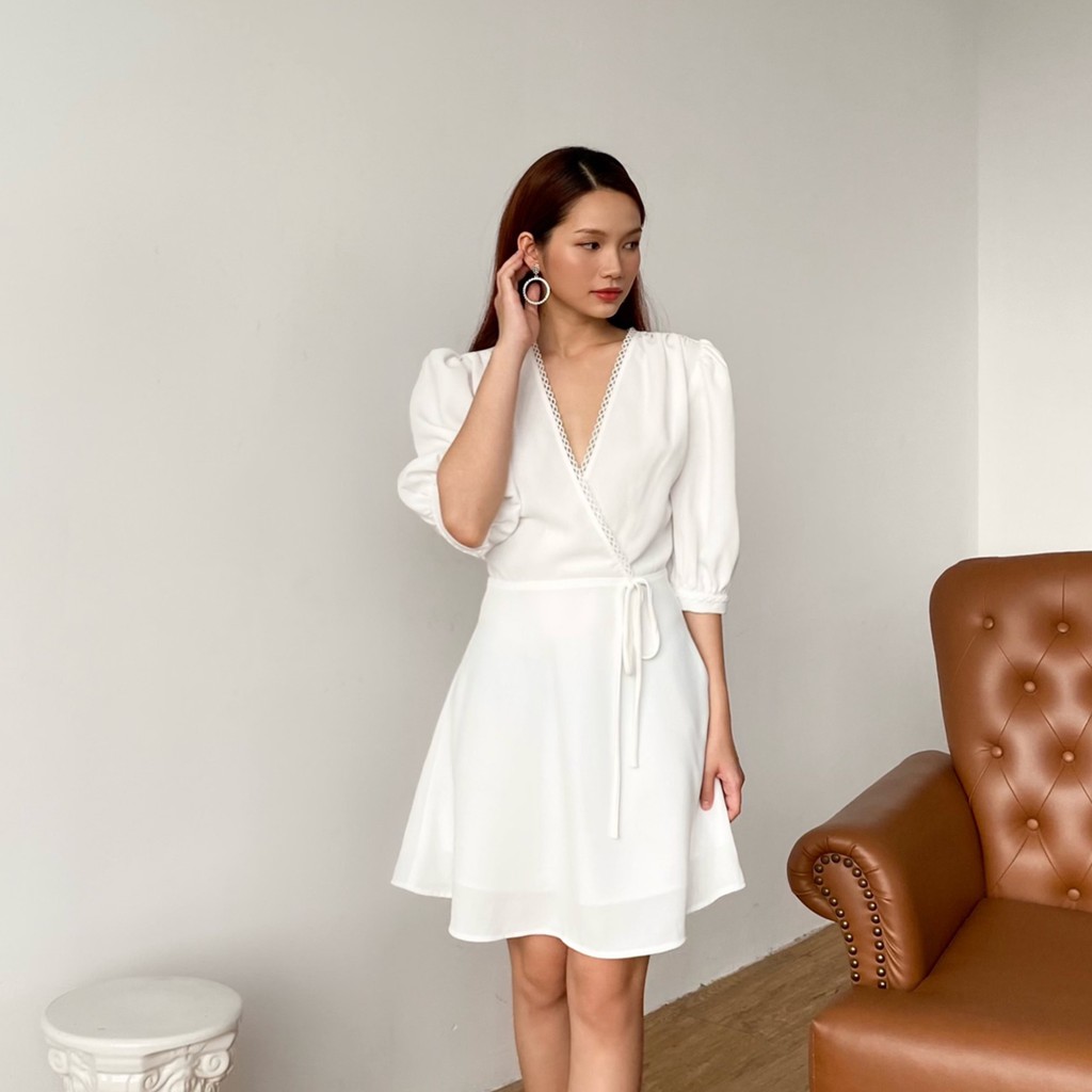 Đầm Chéo Ngực Phối Ren Tròn EDINI - D1049 - D1385 | BigBuy360 - bigbuy360.vn