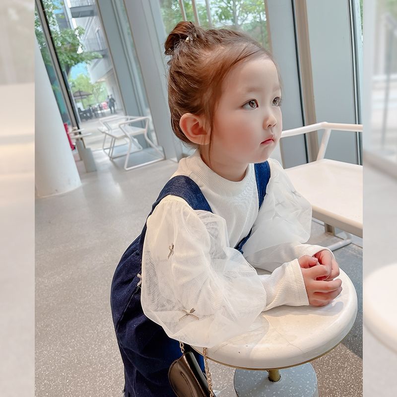 Quần yếm dài ống rộng phong cách cao bồi mùa thu thời trang dễ thương cho bé gái