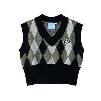 Áo gile croptop màu vintage chất dày dặn cổ chữ V cá tính