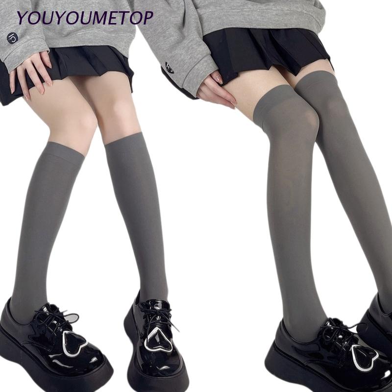 Vớ Nữ Dài Trên Gối Màu Sắc Trơn Phong Cách Harajuku Nhật Bản