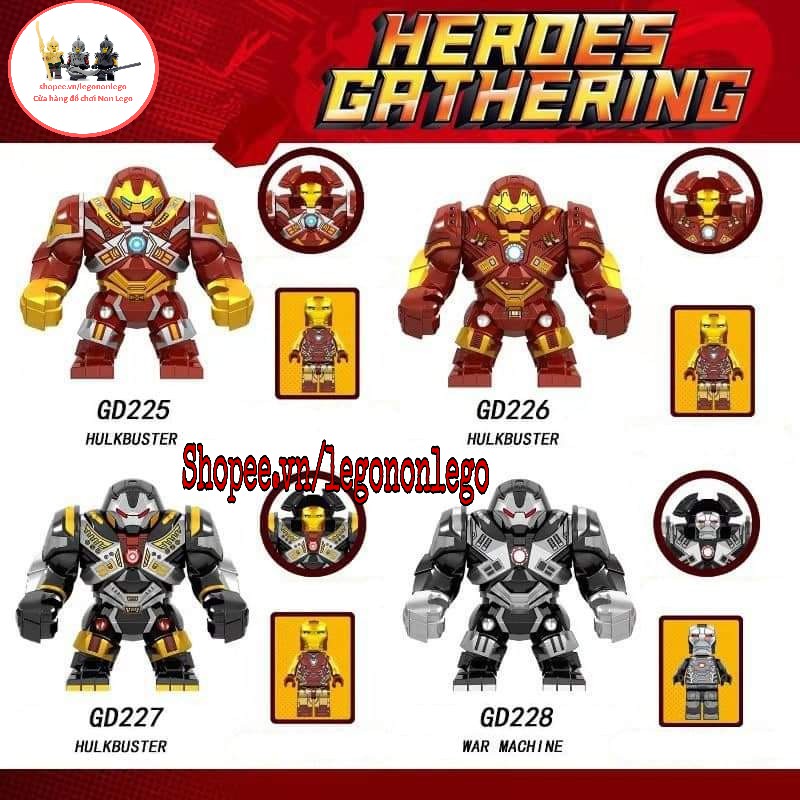 Mô hình Lego biggfig minifigure nhân vật siêu anh hùng Marvel Hulkbuster IronMan War Machine