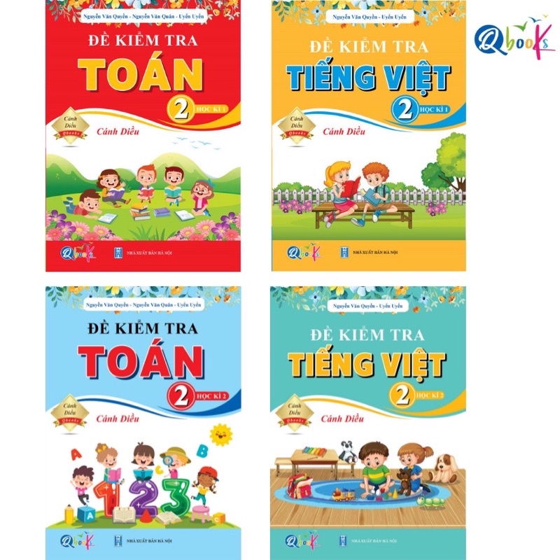 Sách - (Combo 4 cuốn) Đề Kiểm Tra Toán + Tiếng Việt Lớp 2 Cả năm - Cánh Diều