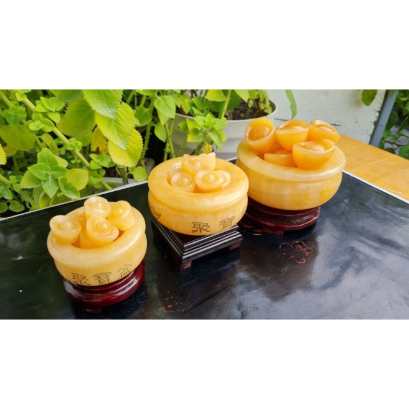 Bát Tụ Bảo  Đá Ngọc Hoàng Long 12cm + 10 thỏi vàng