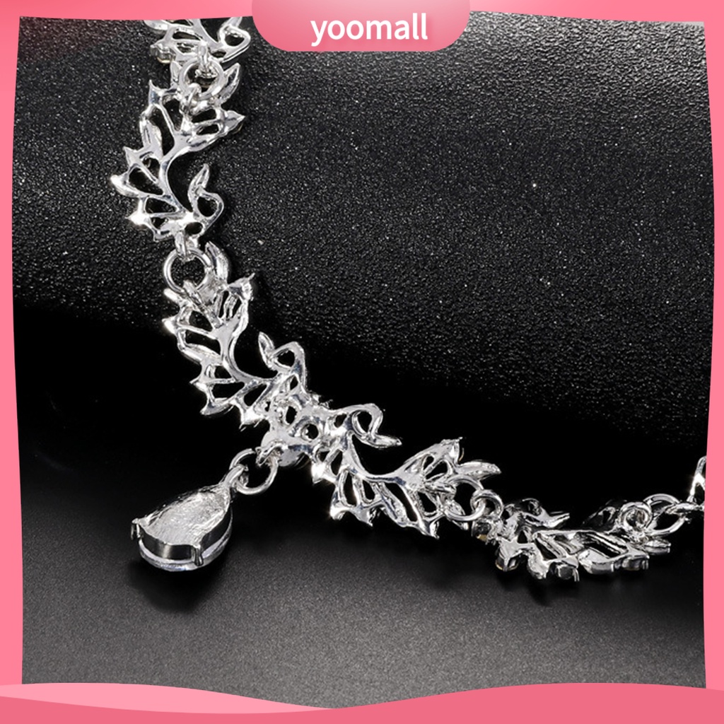 1 Set Vòng cổ + Bông Tai Hình Lá Đính Đá Sang Trọng