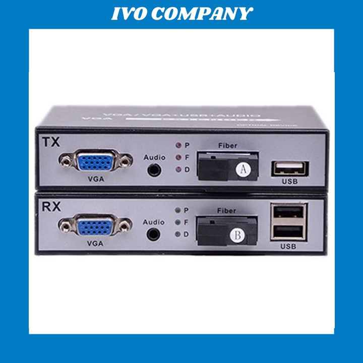 Cặp Converter Chuyển Đổi VGA Sang Cáp Quang Có Kèm USB 1080P