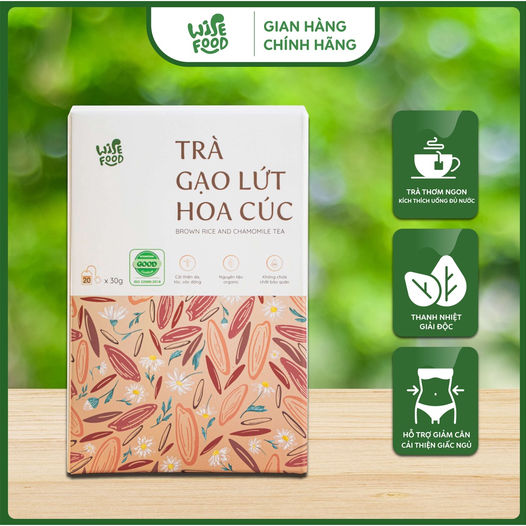 Trà Gạo Lứt Hoa Cúc WISE FOOD 600g, Thanh Nhiệt Mát Gan Lành Tính, Điều Hòa Giấc Ngủ