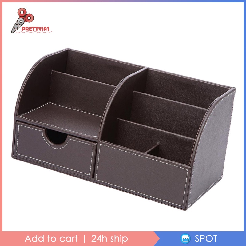 Hộp Đựng Bút Bằng Da Pu Để Bàn Màu Nâu Sắp Xếp Gọn Gàng Cho Trường Học / Văn Phòng 1