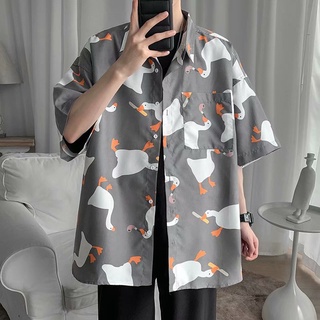 Áo sơ mi tay ngắn dáng rộng in họa tiết thời trang mùa hè phong cách Hàn Quốc sành điệu