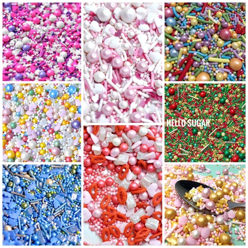 Kẹo bi đường nhiều màu trang trí bánh ( lọ 100g)