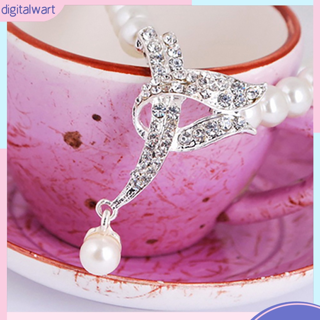 Bộ dây chuyền và khuyên tai đính ngọc trai giả sang trọng