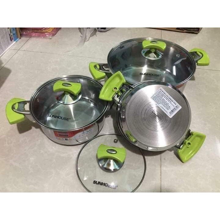 Bộ nồi inox 3 đáy Sunhouse SH336