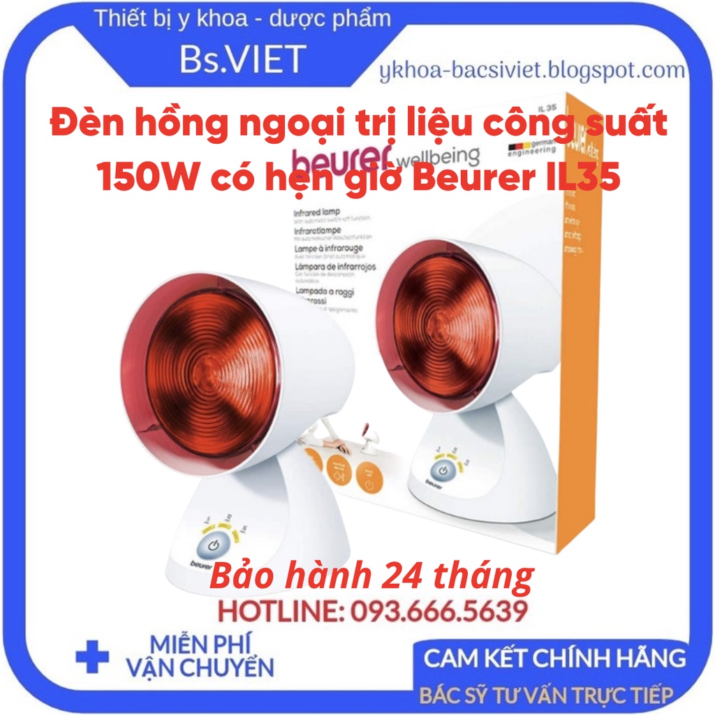 Đèn hồng ngoại có hẹn giờ 150W Beurer IL35 -Chính hãng xuất xứ Đức,chữa đau nhức mỏi,chăm sóc da,bảo hành 24 tháng
