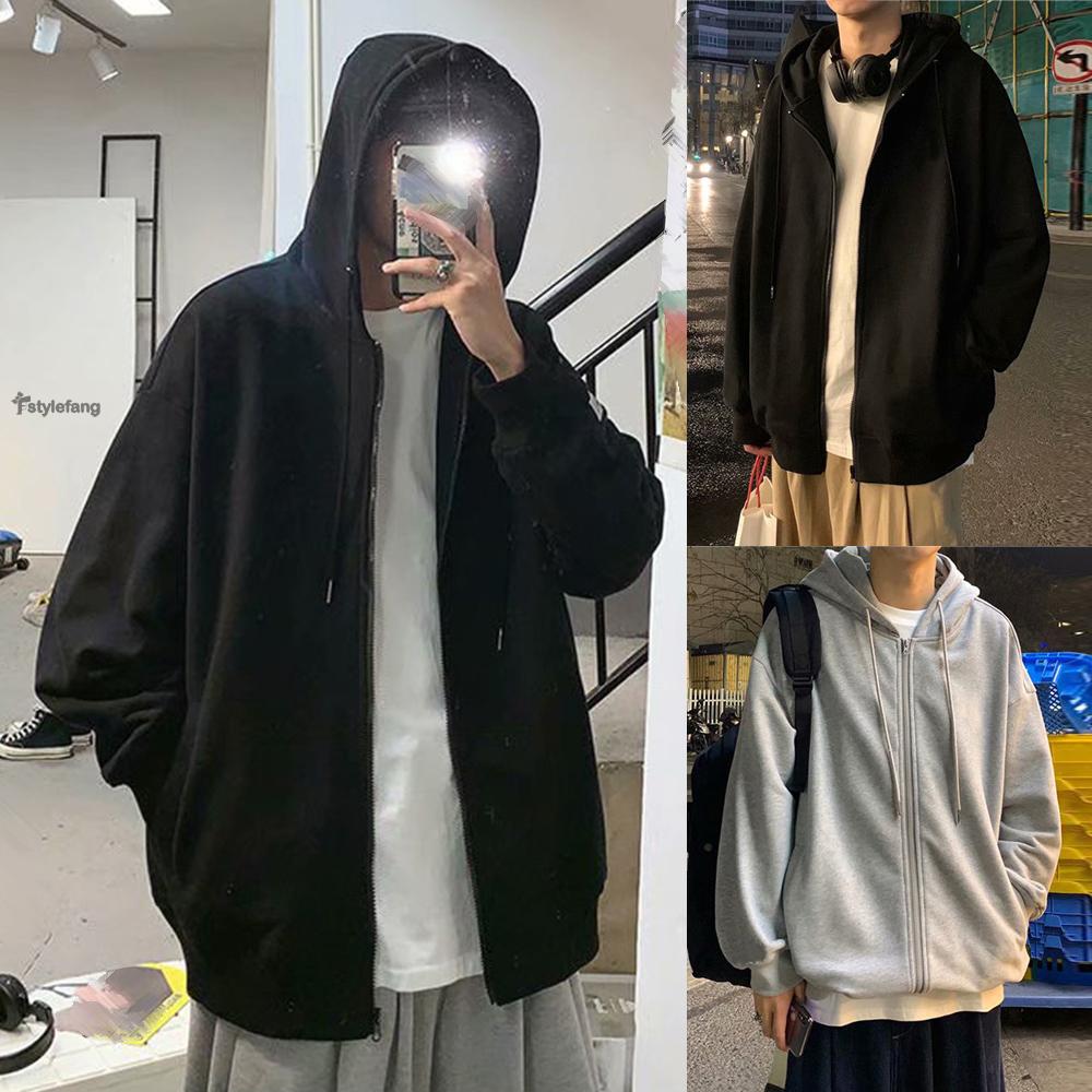 Áo hoodie tay dài khóa kéo ấm áp dành cho nam