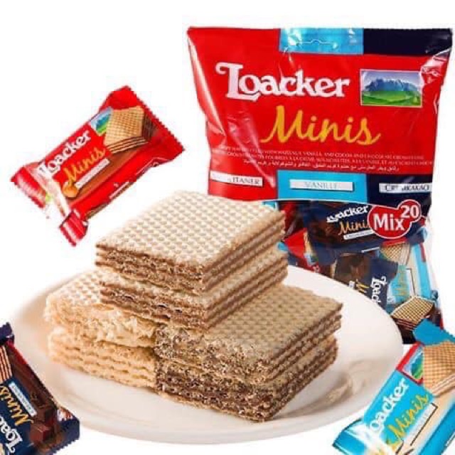 Bánh xốp cao cấp LOACKER Minis - hàng  Ý. GÓI TO 800 gram /80 cái