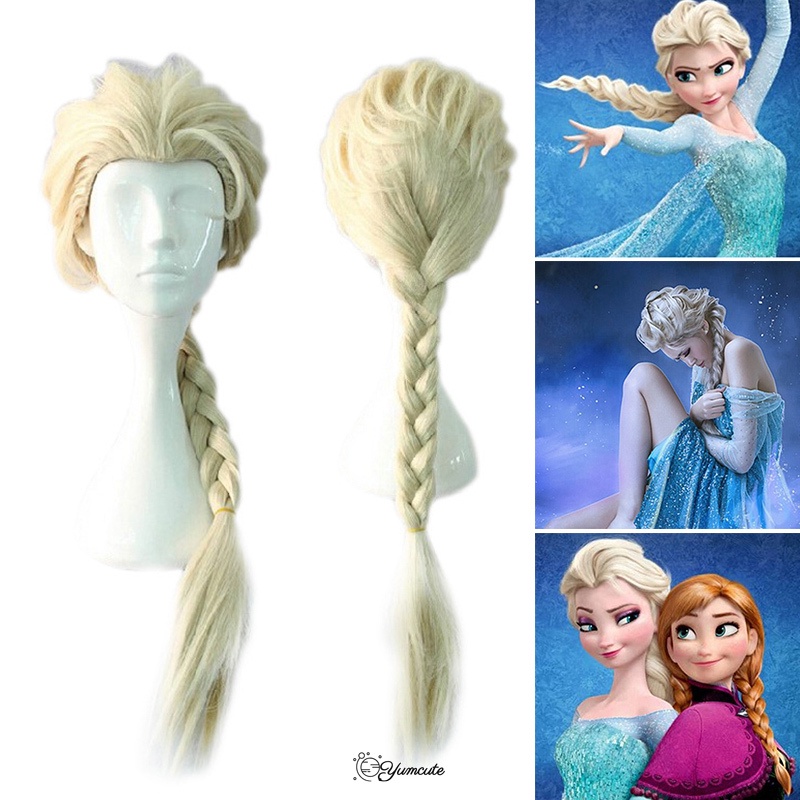 Tóc Giả Hóa Trang Công Chúa Elsa / Anna 75cm Màu Trắng / Nâu Kiểu Hoạt Hình Cho Bé Gái