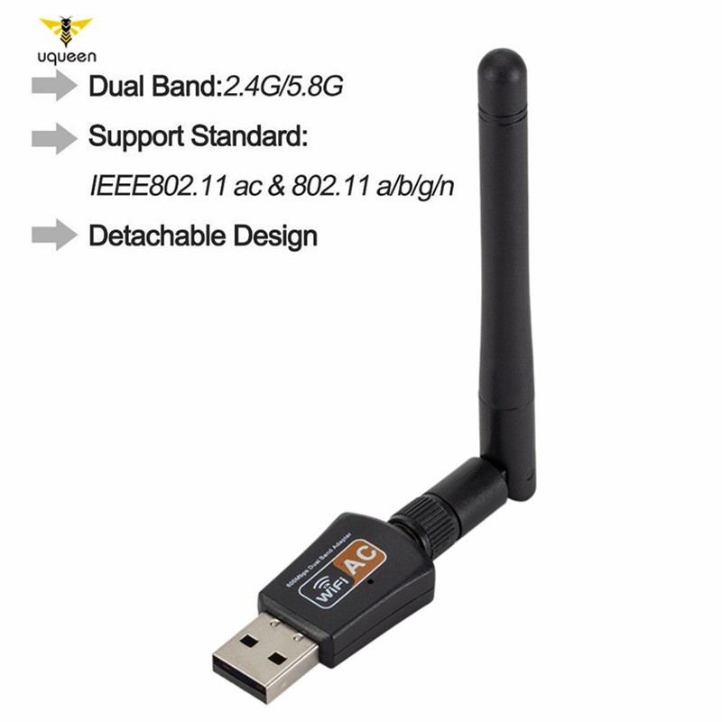 USB Wifi 600Mbps 2 băng tần 2.4/5ghz thiết kế ăn-ten 802.11AC