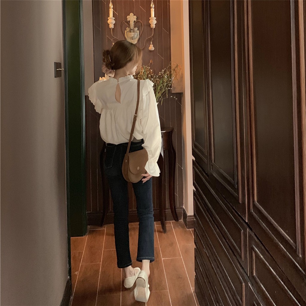 Áo sơ mi babydoll xếp li ngực thời trang vintage , Áo sơ mi babydoll xếp li ngực  Cicidream