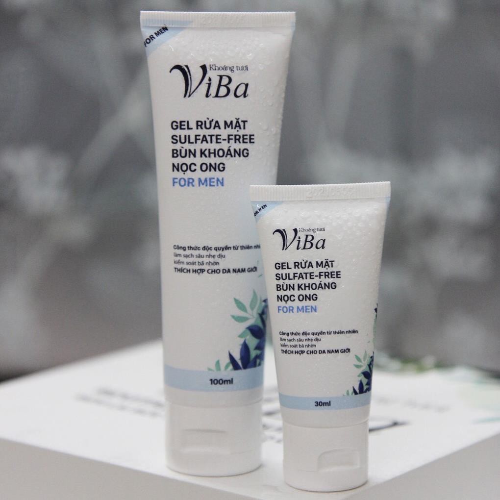 Gel rửa mặt nhẹ dịu Sulfate - free Bùn Khoáng Nọc Ong FOR MEN dành cho Nam - khoáng tươi Viba