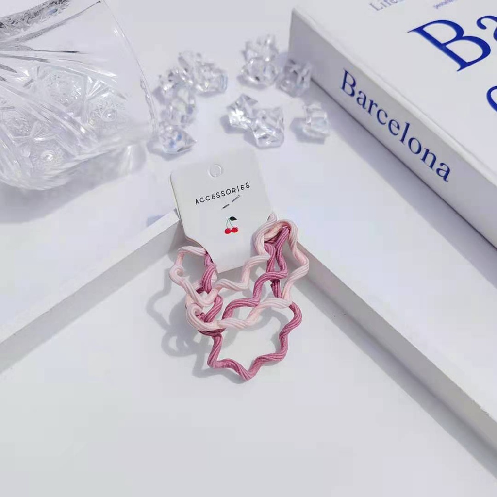 DÂY BUỘC TÓC (SET 4 SỢI) PHONG CÁCH HÀN QUỐC HỌA TIẾT LƯỢN SÓNG ĐỘC ĐÁO