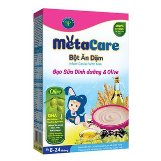 Bột ăn dặm metacare gạo lức trộn sữa & olive 200g