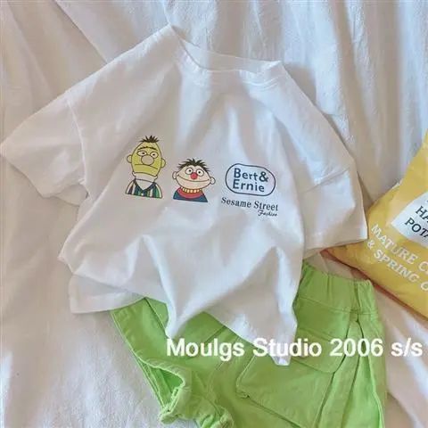 Áo Thun Cotton Ngắn Tay In Hoạt Hình Thời Trang Mùa Hè Hàn Quốc Dành Cho Bé Trai 2023