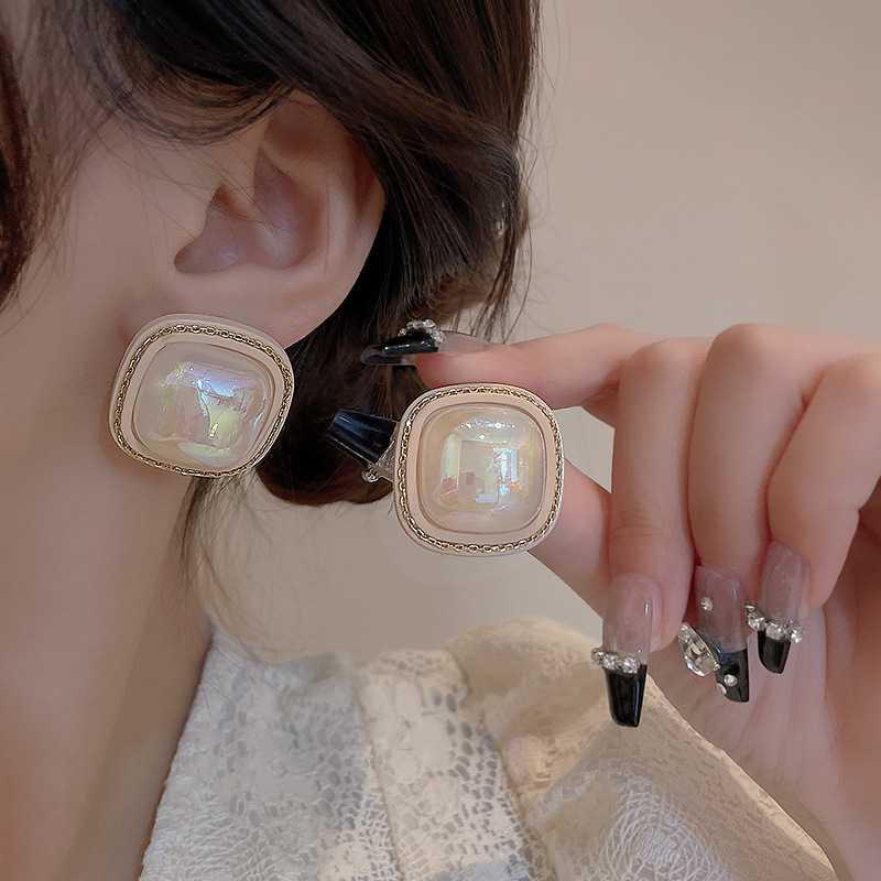 Bông Tai Mạ Bạc 925 Kiểu Hình Vuông Màu Kẹo Ngọt Phong Cách Hàn Quốc Thời Trang Mới S925 Dành Cho Nữ