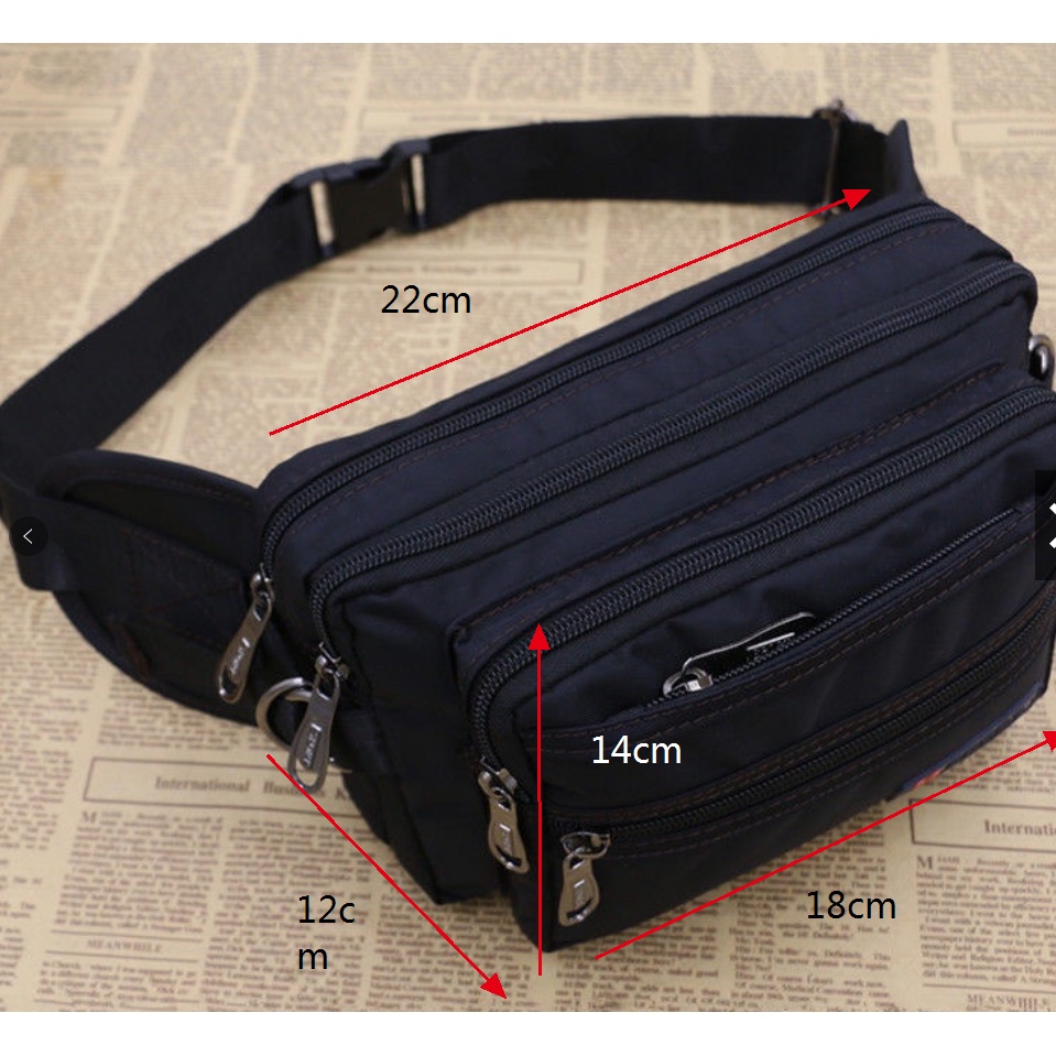 Túi đeo hông vải oxford chống thấm nước nhiều ngăn sức chứa lớn đa năng thời trang dành cho nam | BigBuy360 - bigbuy360.vn