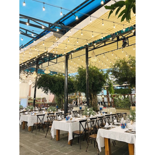 Dây đèn  trang trí treo thả ngoài trời 5m 10 bóng, 10m 20 Bóng dùng cho quán cà phê, trà chanh, trà sữa