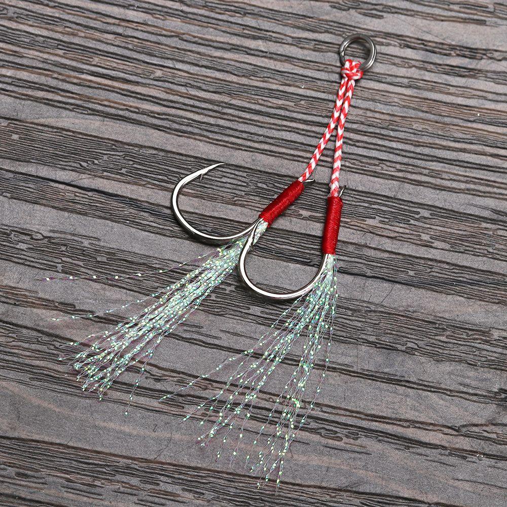 LETTER Outdoor Feather Fishing Hooks with Line Single Hook/Double Hook Lures Two Hook Tackle Barbed Treble with Feather High Carbon Steel Hot Crank Baits