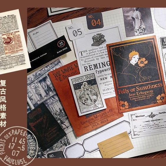 Set 40 Miếng Dán Trang Trí Sổ Tay Album Ảnh Phong Cách Retro Diy