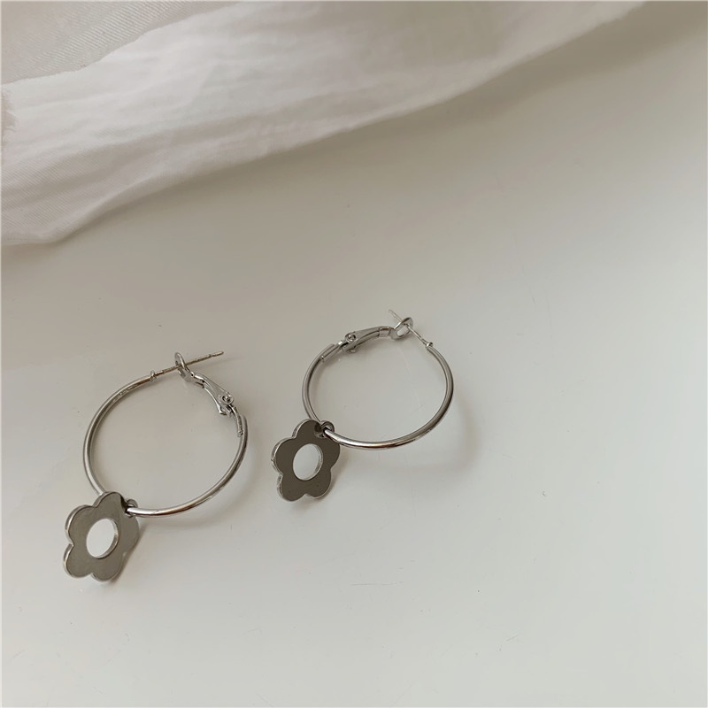 Khuyên tai mạ bạc 925 kiểu hoa đơn giản thời trang dành cho nữ