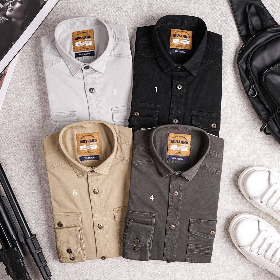 Áo sơ mi nam DUVA chất liệu kaki cotton co giãn, thấm hút tốt 4 màu trẻ trung SM01