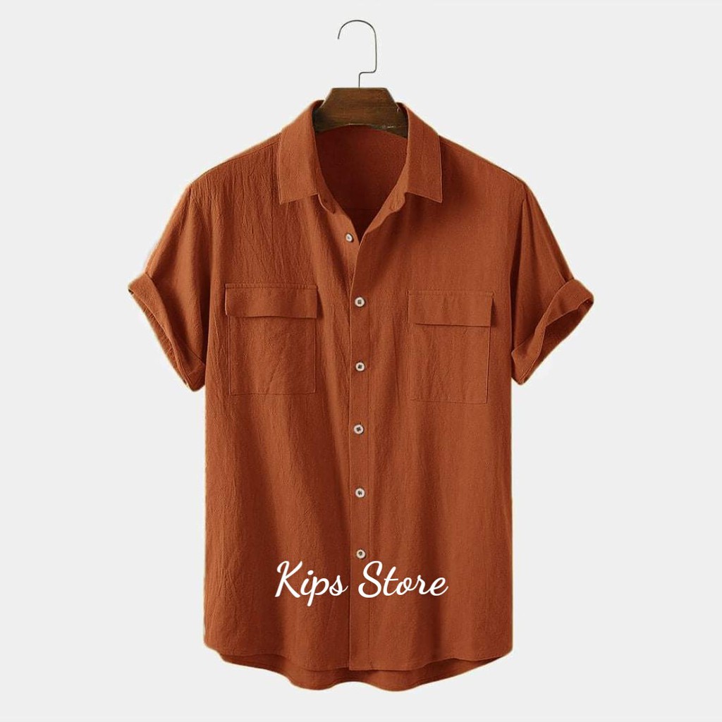 { Hàng Hot - Ảnh Thật } Áo Sơ Mi Nam Đũi Cộc Tay Kips Nhăn Trang Trí Túi Ngực  Mã SM01-T96 | BigBuy360 - bigbuy360.vn