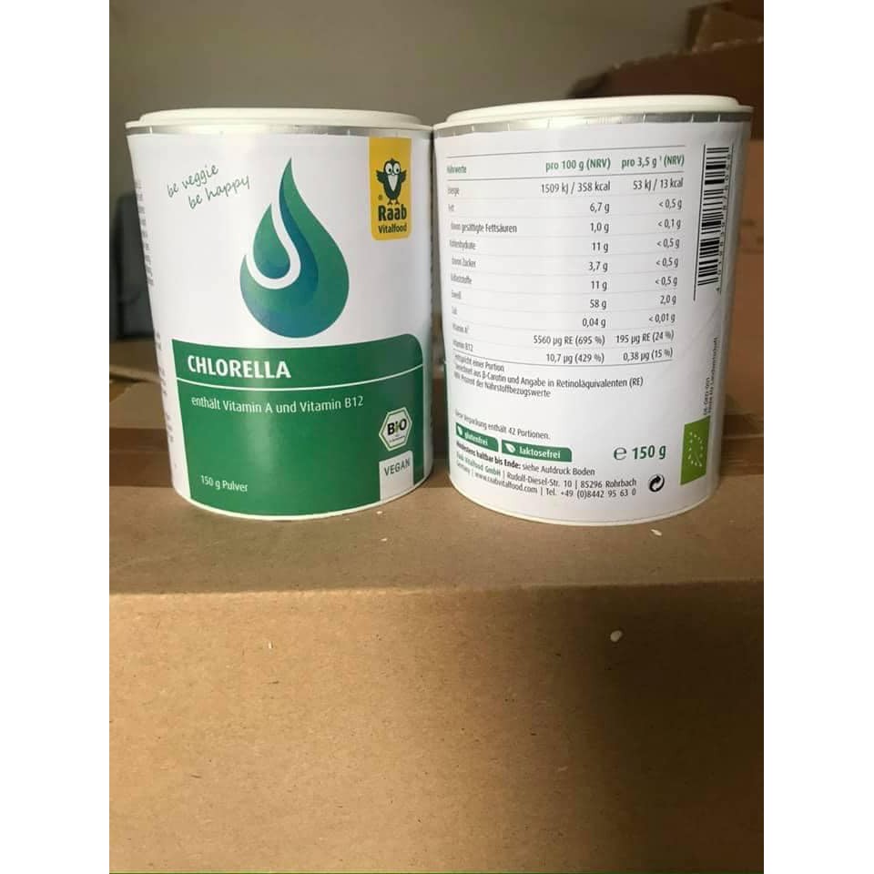 Bột tảo lục chlorella và tảo xoắn Spirulina Raab 150g