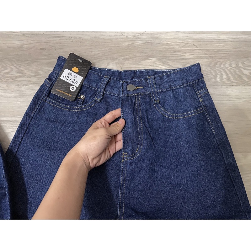 ( sẵn)Quần jeans ulzzang ống rộng xanh đậm form dài suông có bigsize / quần ...