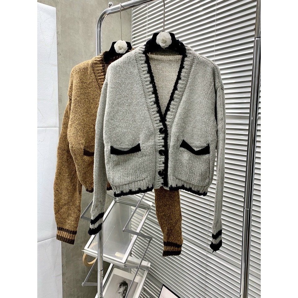 Áo khoác cardigan  - áo choàng nữ len miss khoác ngoài tay dài. Khoác Len lông Viền Tiểu Thư Quảng Châu L1