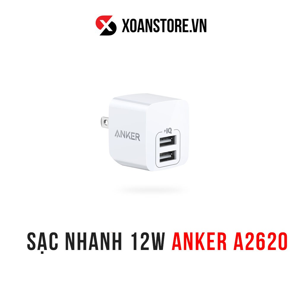 Cốc sạc anker a2620 powerport mini 2 cổng 12w - Củ sạc anker chính hãng