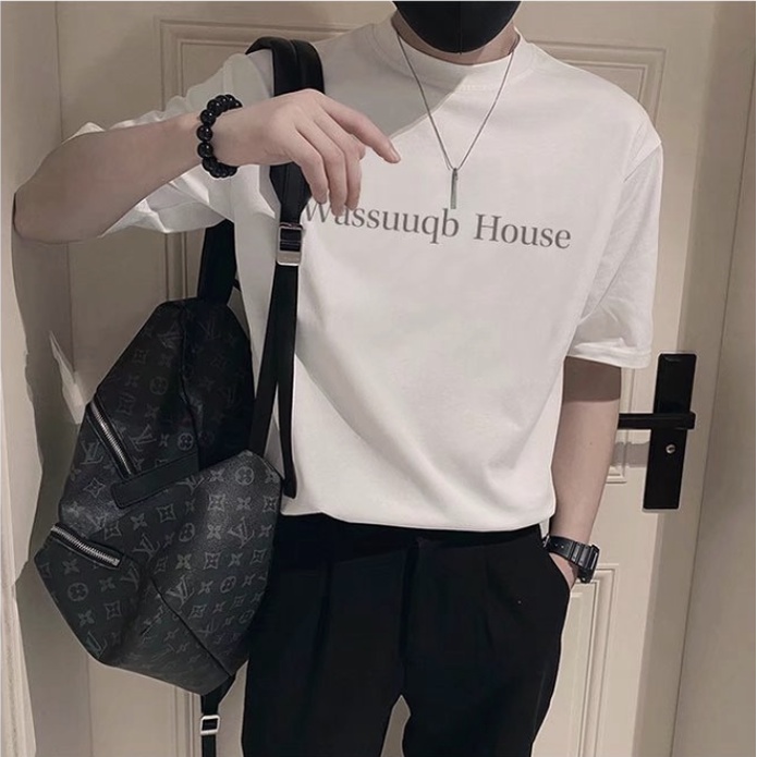 Áo Thun Tay Ngắn Cổ Tròn Thời Trang Phong Cách Hàn Năng Động Cho Nam simple fashion áo thun nam đẹp Hàn Quốc áo thun nam tay lỡ áo phông nam form rộng