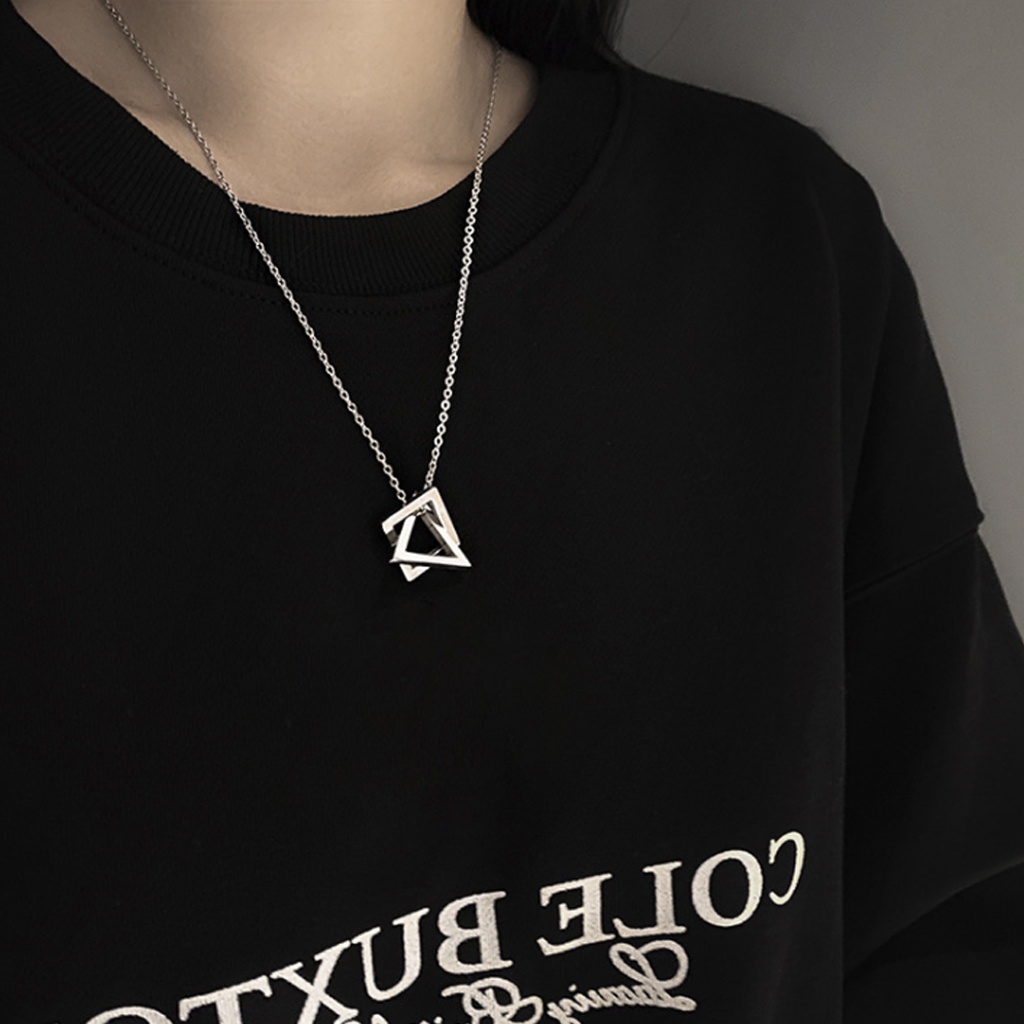 Dây chuyền nam nữ mặt hình tam giác, thép tintan siêu bền không gỉ