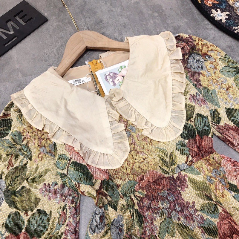 VÁY GẤM HOA CỔ BÈO SIÊU HÓT