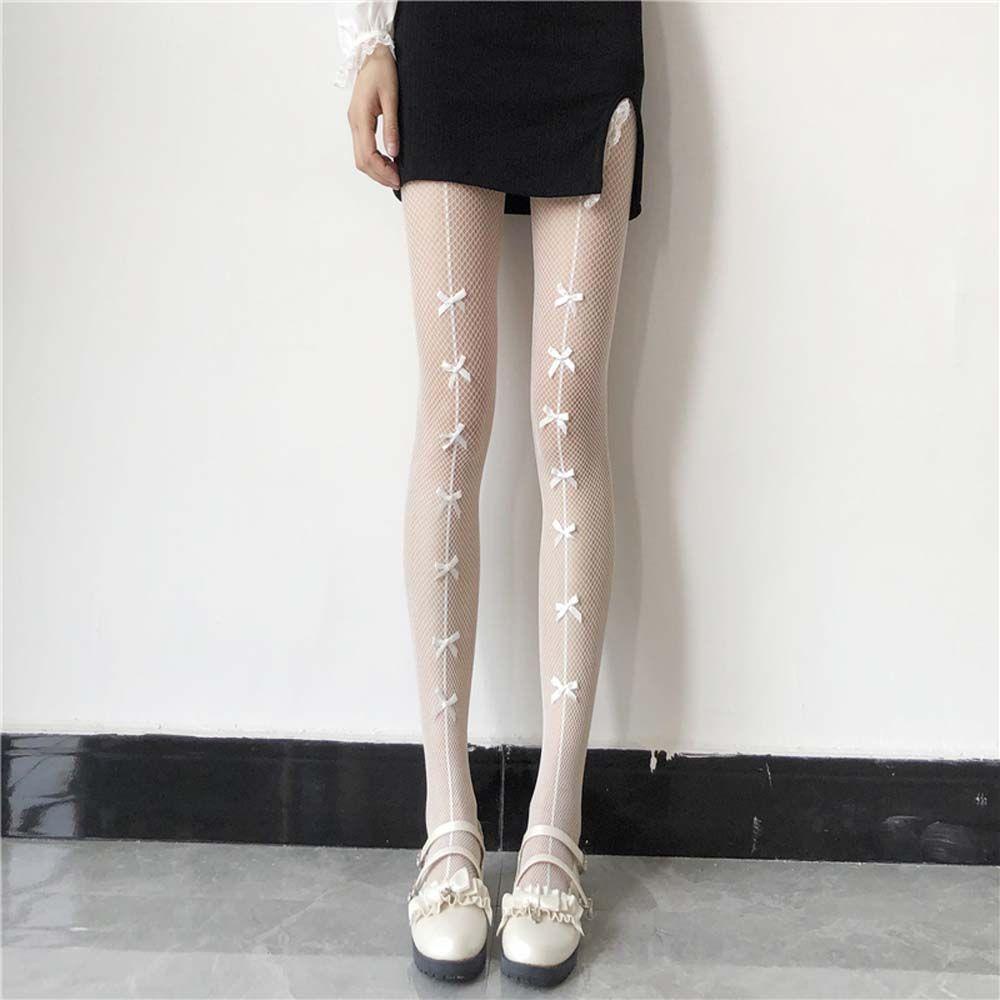 Quần Tất Lưới Nylon Đính Nơ Trắng Quyến Rũ Cho Nữ