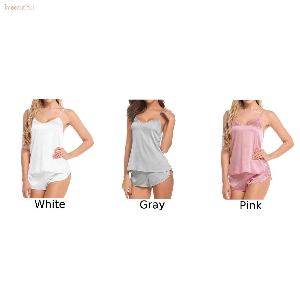 Ladies Women Tops+Shorts Shirts Loungewear Pajamas Trousers Sleepwear 2pcs/set Sleeveless Women Ladies Fashion | BigBuy360 - bigbuy360.vn