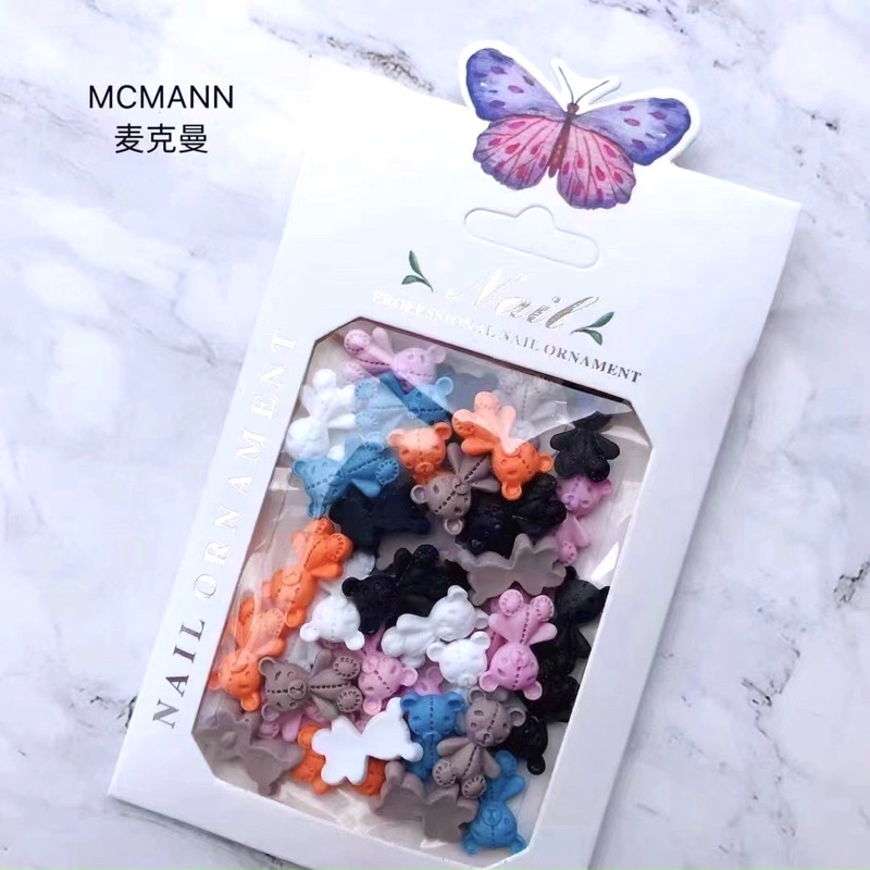 Set charm mix gấu, phụ kiện nail đính móng, trang trí móng tay cao cấp