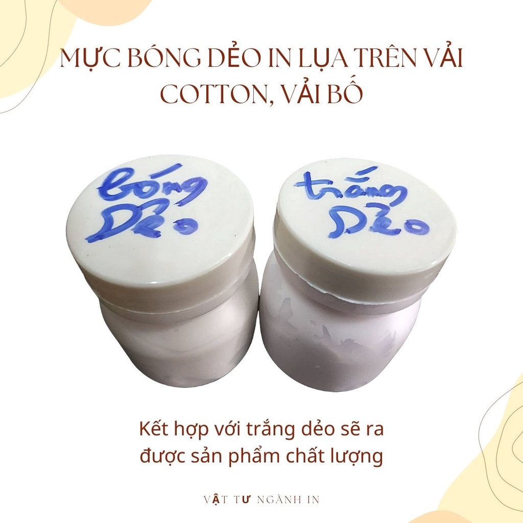 Mực bóng dẻo in lụa trên vải Cotton, vải bố