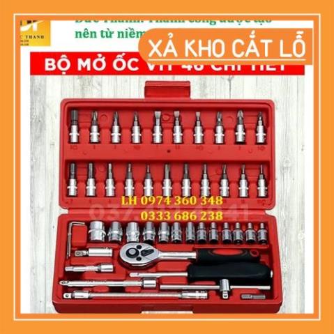 Bộ dụng cụ mở bu lông ốc vít, sửa chữa ô tô xe máy, đa năng 46 chi tiết, chất liệu thép CRV