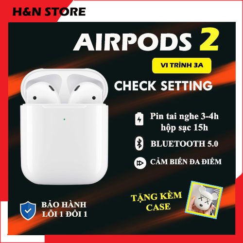 Tai nghe Air 2 Bluetooth TWS Định vị - Đổi tên - phiên bản cao cấp sạc không dây - giá rẻ ( Tặng ốp silicon)
